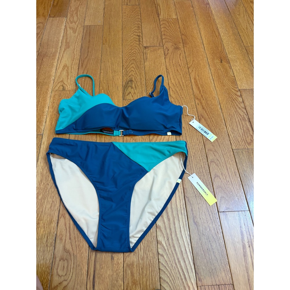 summersalt Teal and Navy Two-Tone Bikini